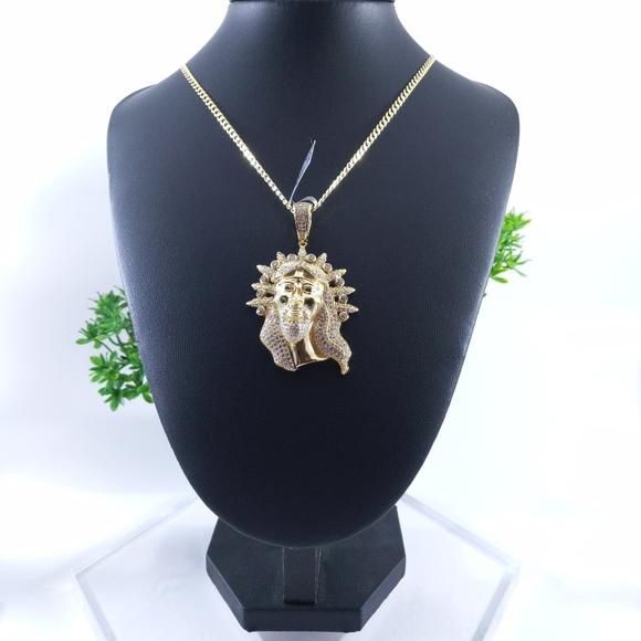 🧡 Solid 925 SS Jesus Pendant + 24" Chain - Picture 6 of 8